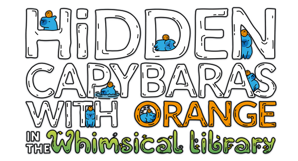 Hidden Capybaras with Orange in the Whimsical Library